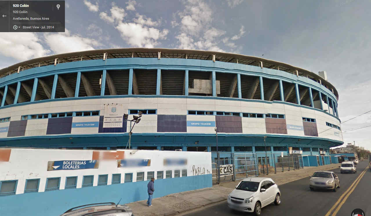 Racing. Estadio Presidente Perón. (Captura de pantalla: Google Street View) Racing. Estadio Presidente Perón. (Captura de pantalla: Google Street View)