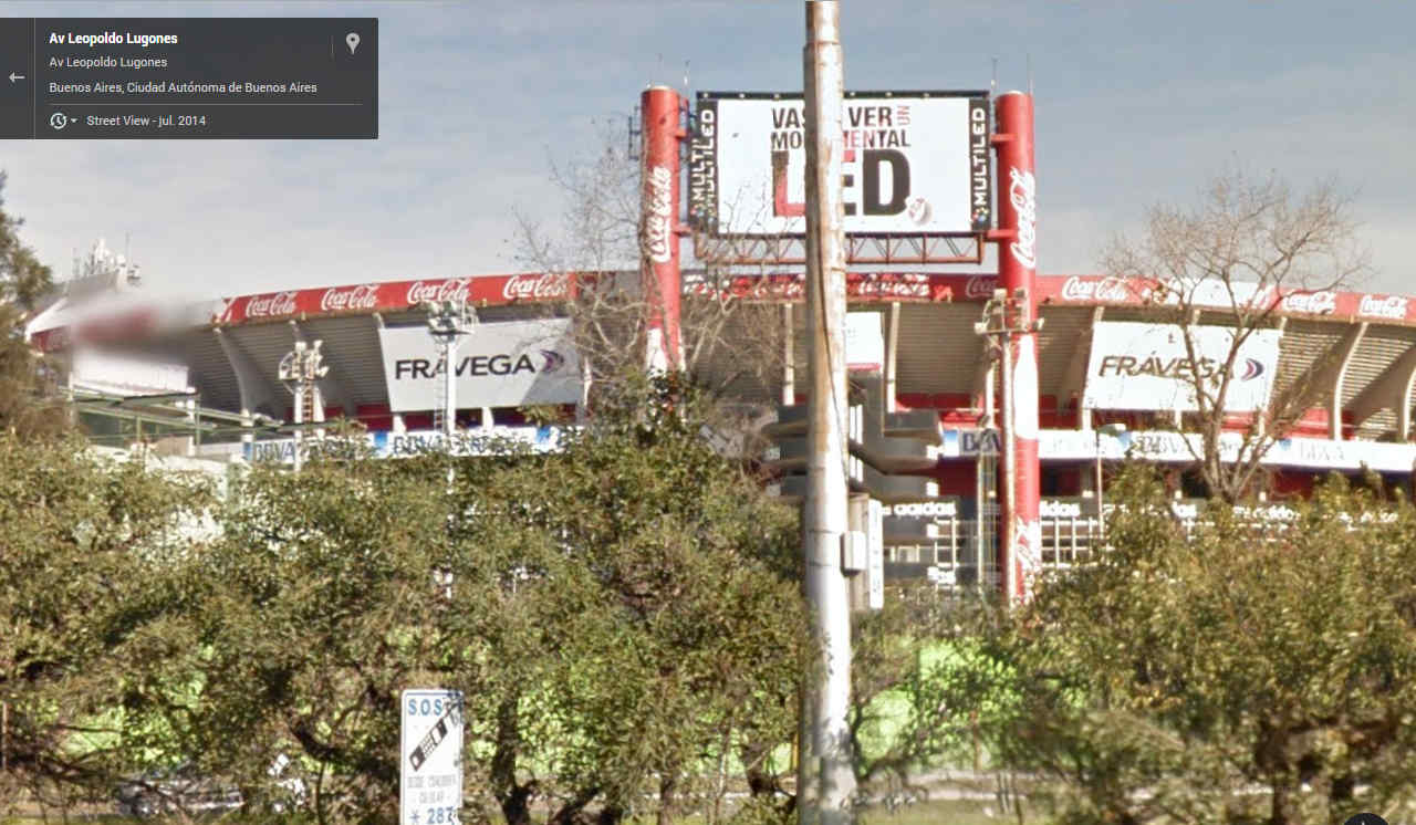 River Plate. Estadio Monumental Antonio Vespucio Liberti. (Captura de pantalla: Google Street View) River Plate. Estadio Monumental Antonio Vespucio Liberti. (Captura de pantalla: Google Street View)