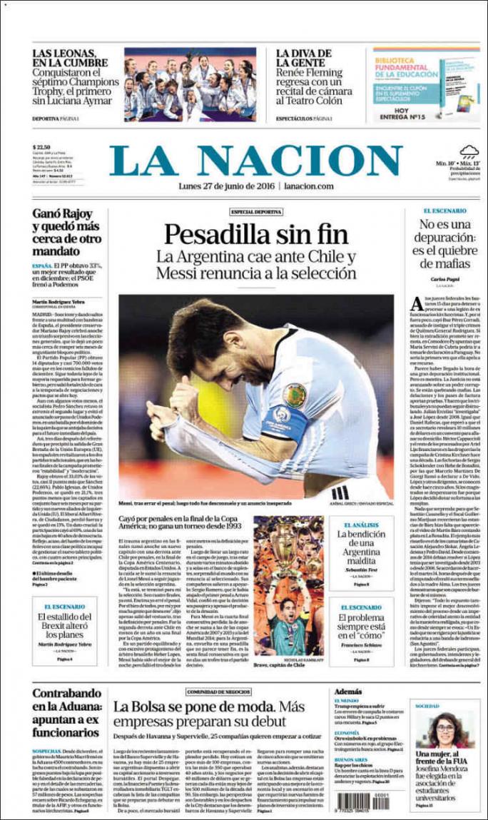 La renuncia de Messi en la tapa de los diarios del mundo